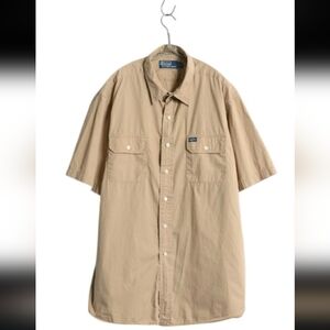 Vintage Ralph Lauren  Polo Jeans Co Safari Shirt Utility Sz L 100% Cotton Khaki